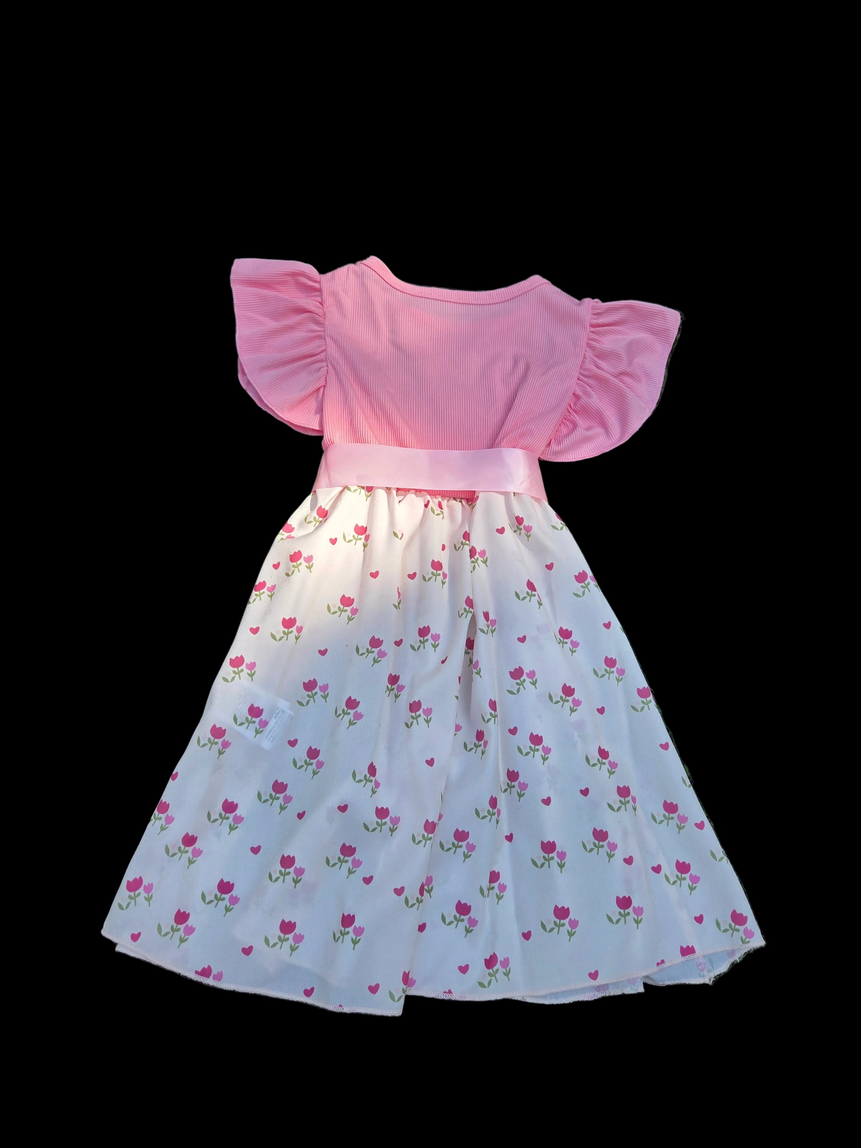 Pink tulip & heart girls dress