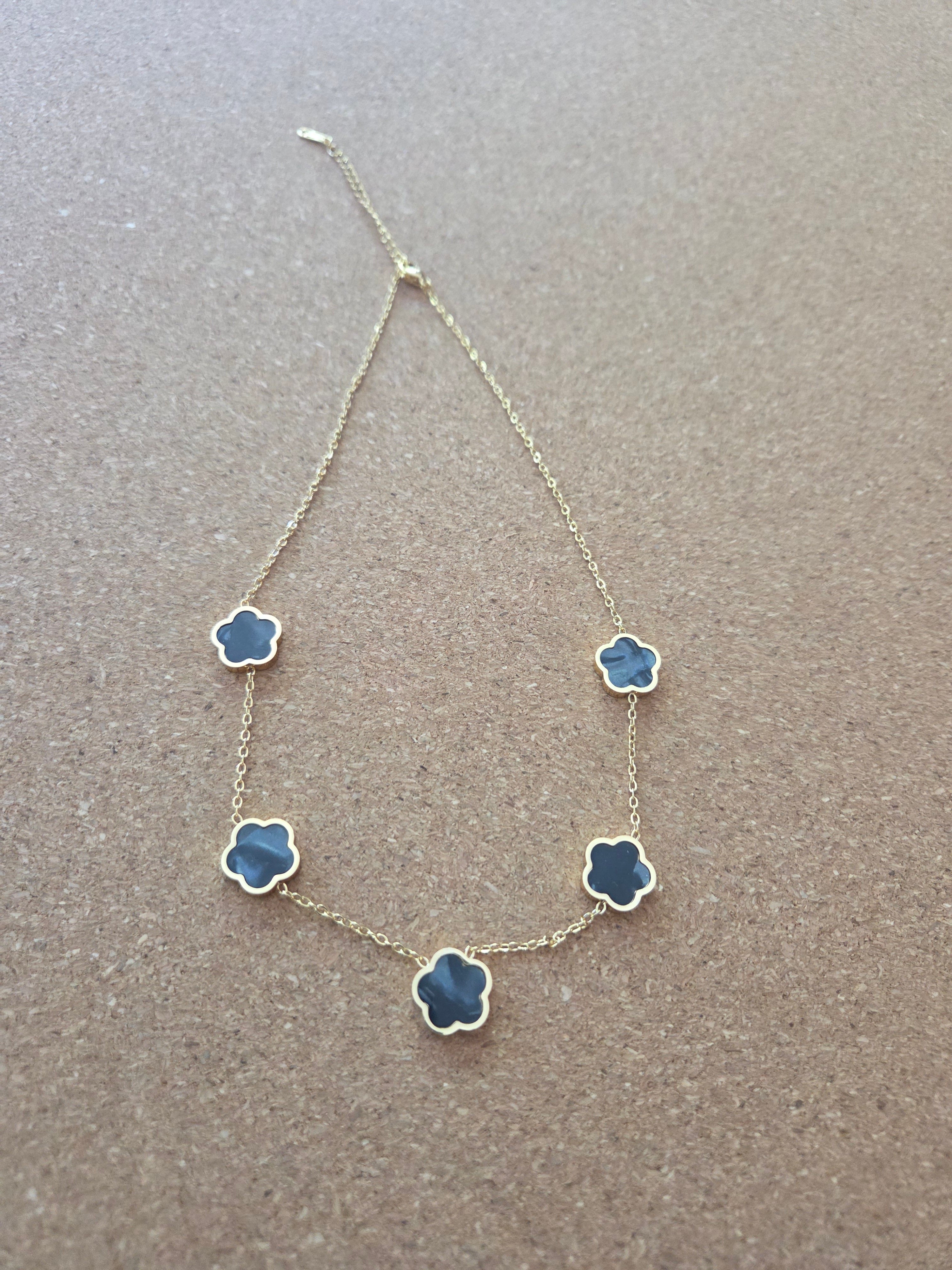 18k gold plated black meadow necklace