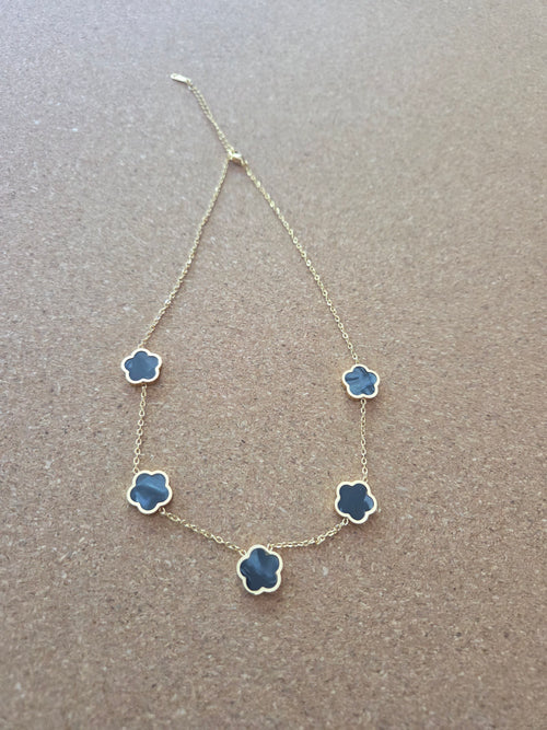 18k gold plated black meadow necklace