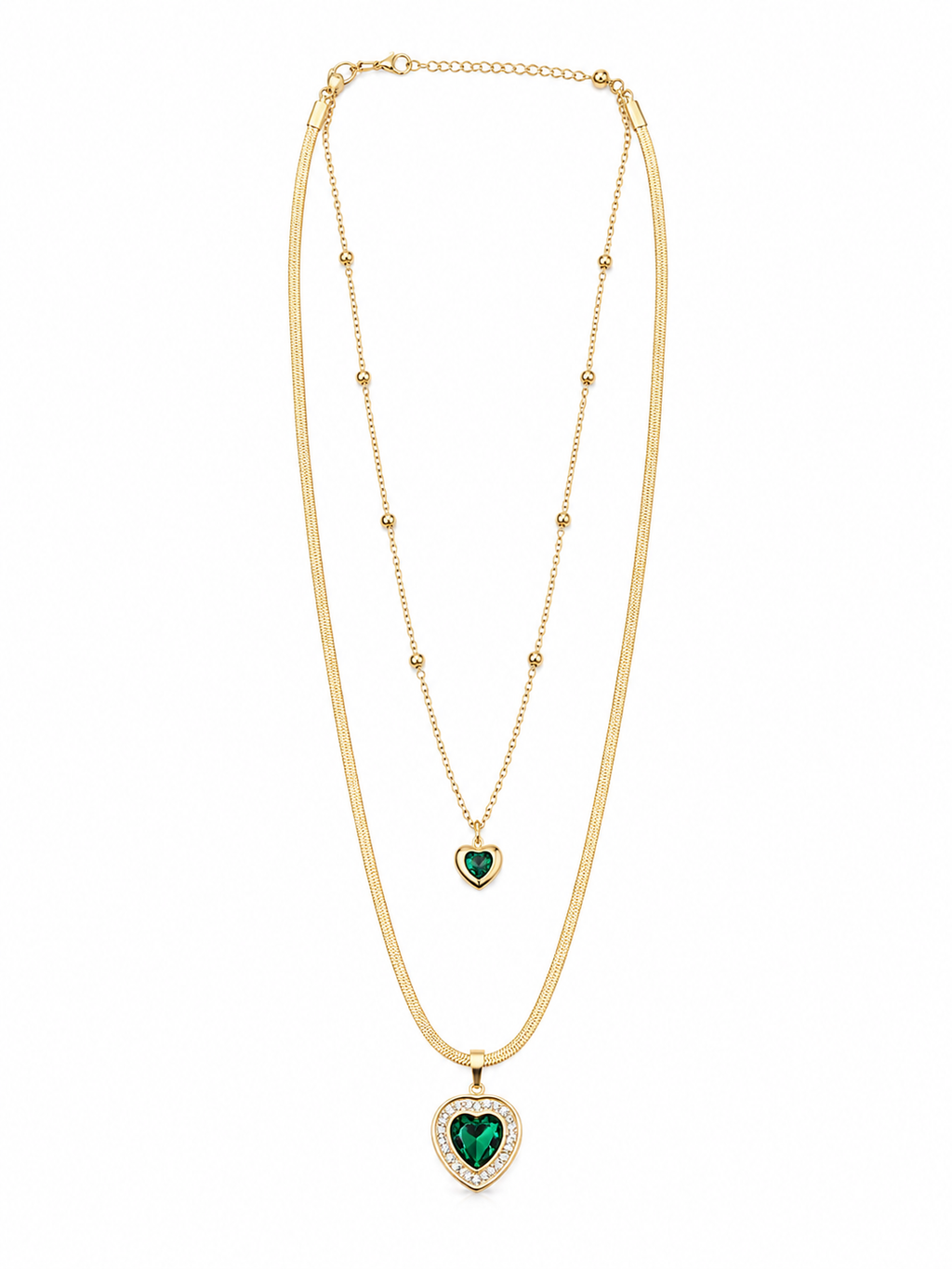 18k gold plated layered heart necklace