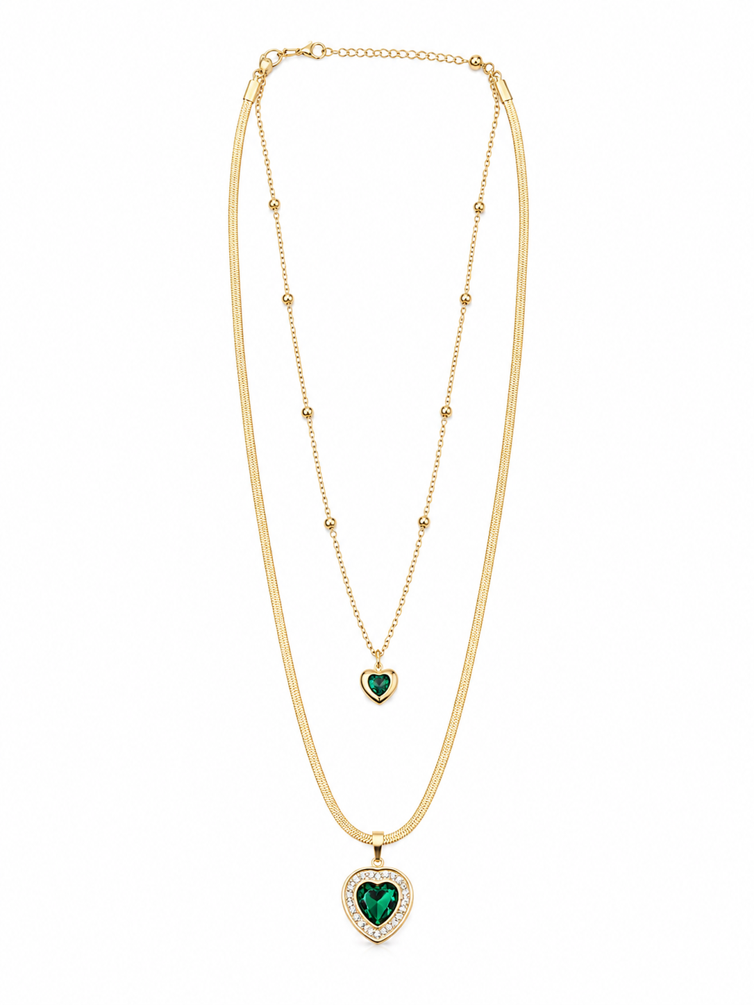 18k gold plated layered heart necklace