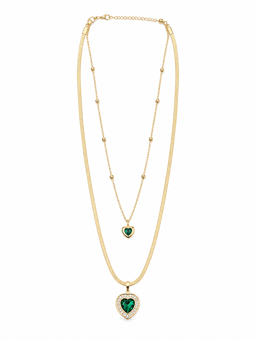 18k gold plated layered heart necklace