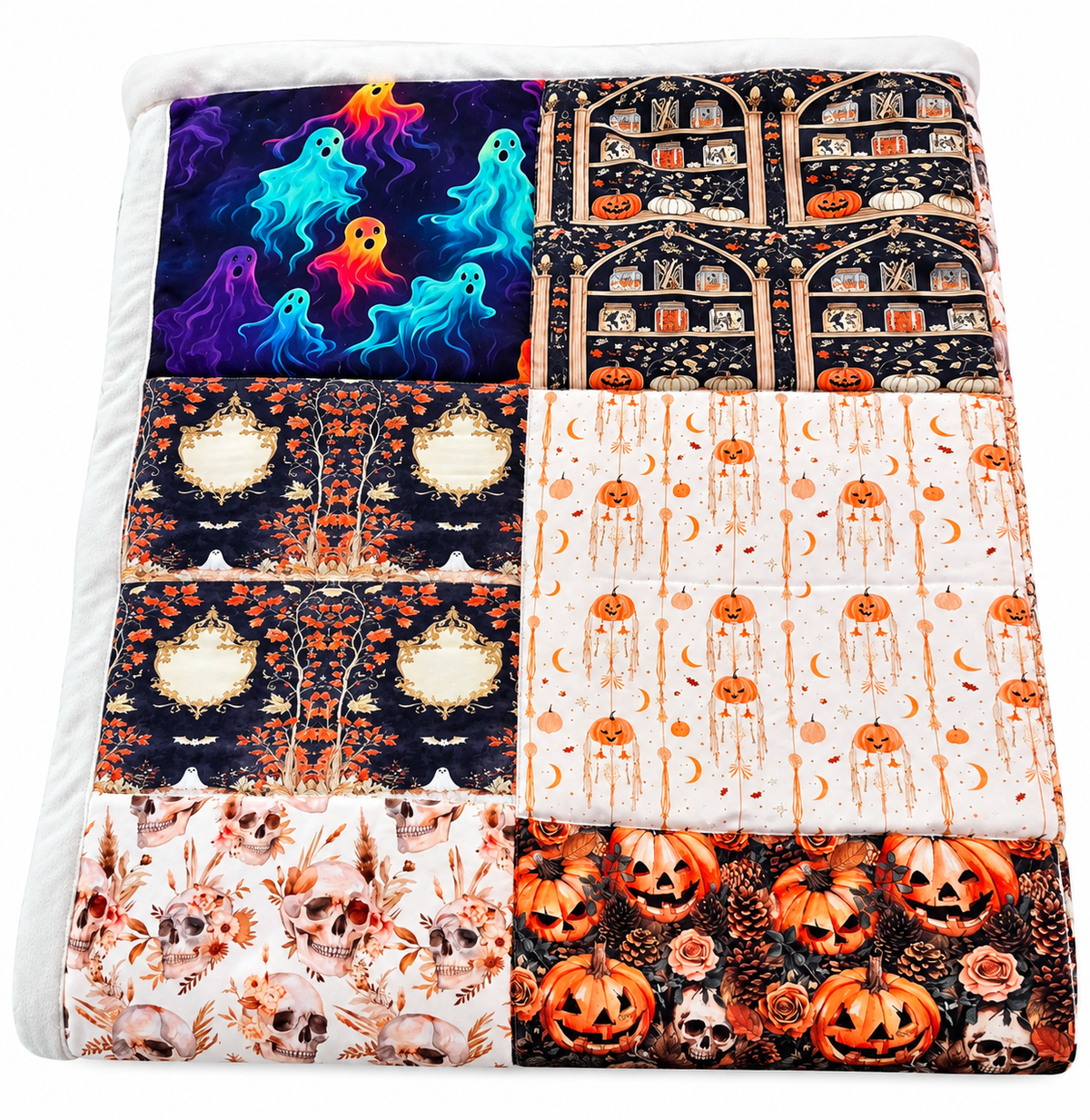 Handmade halloween patchwork quilted blanket