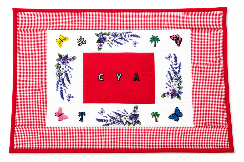 Custom initials handmade patch quilted blanket