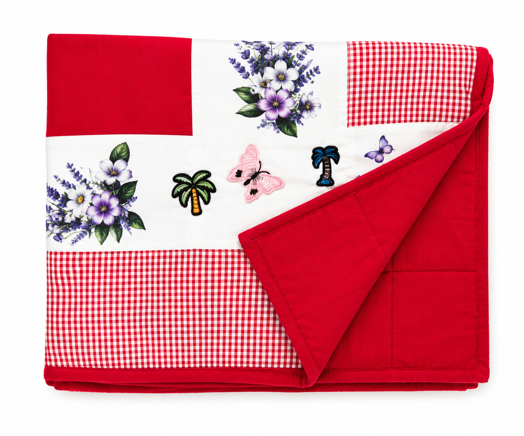 Custom initials handmade patch quilted blanket