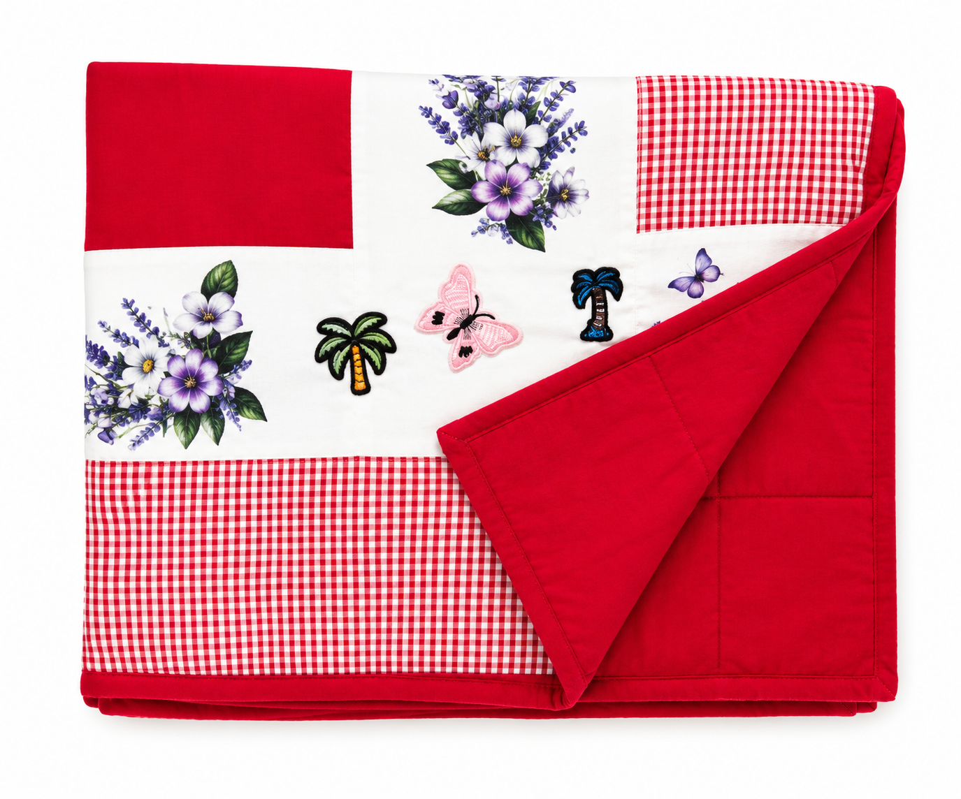 Custom initials handmade patch quilted blanket