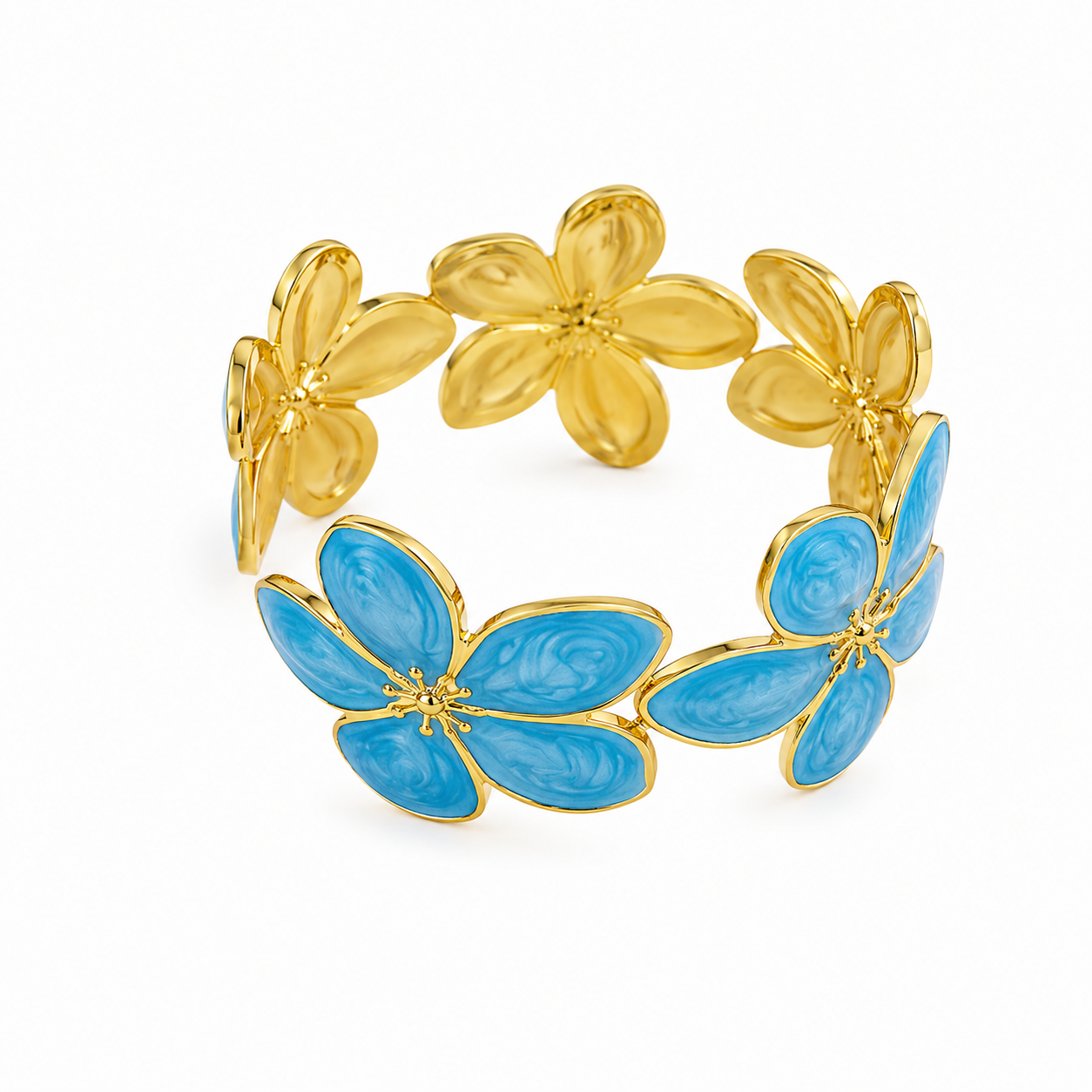 Blue enamel floral bracelet