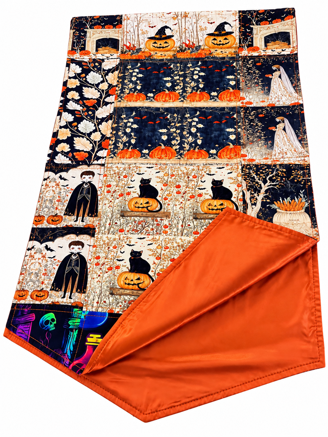 Handmade halloween patchwork table runner