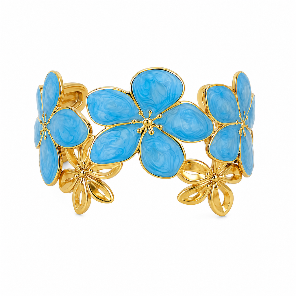 Blue enamel floral bracelet