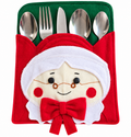 Handmade christmas Mrs. Claus silverware holder- holiday cutlery pocket
