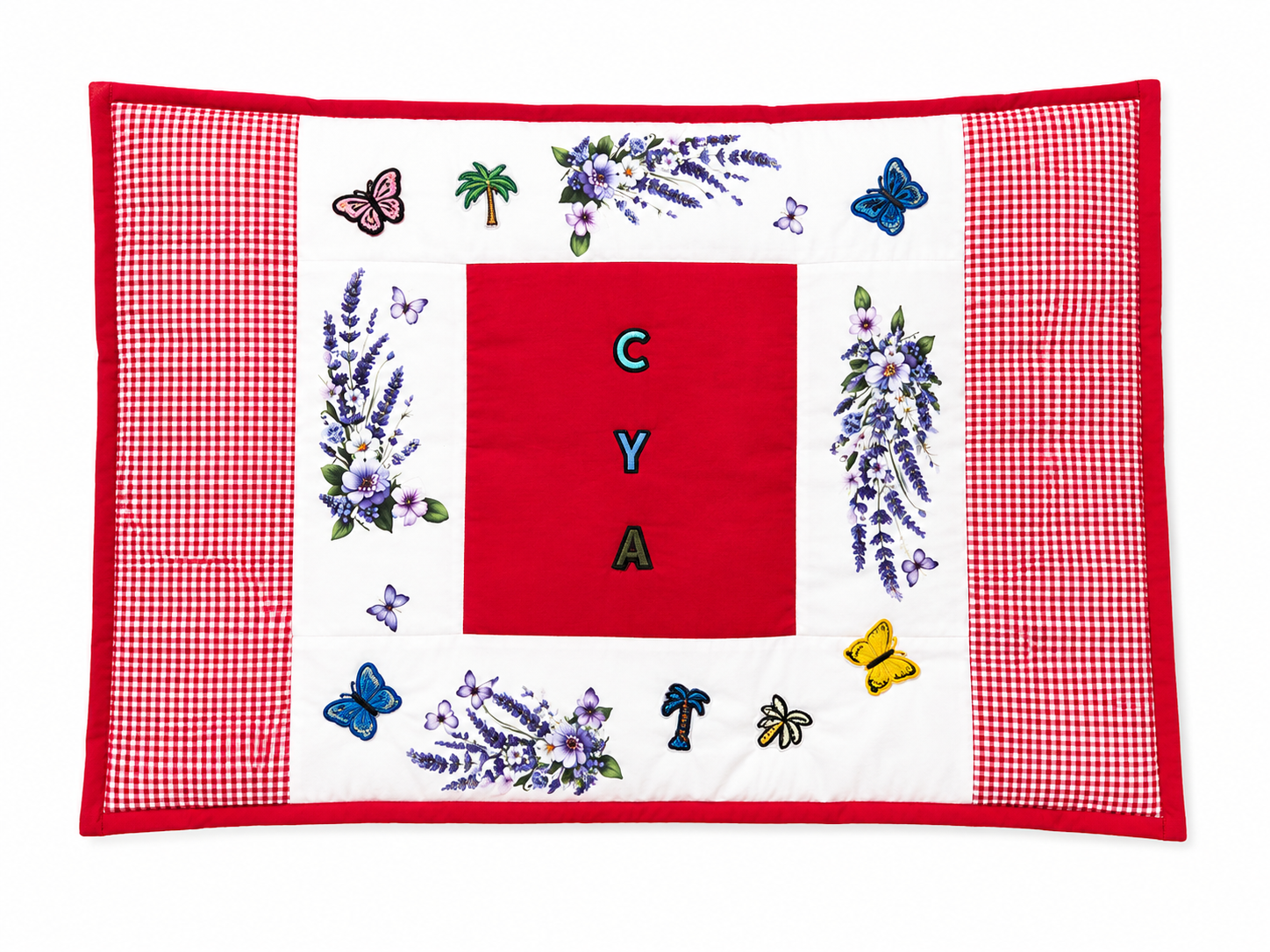 Custom initials handmade patch quilted blanket