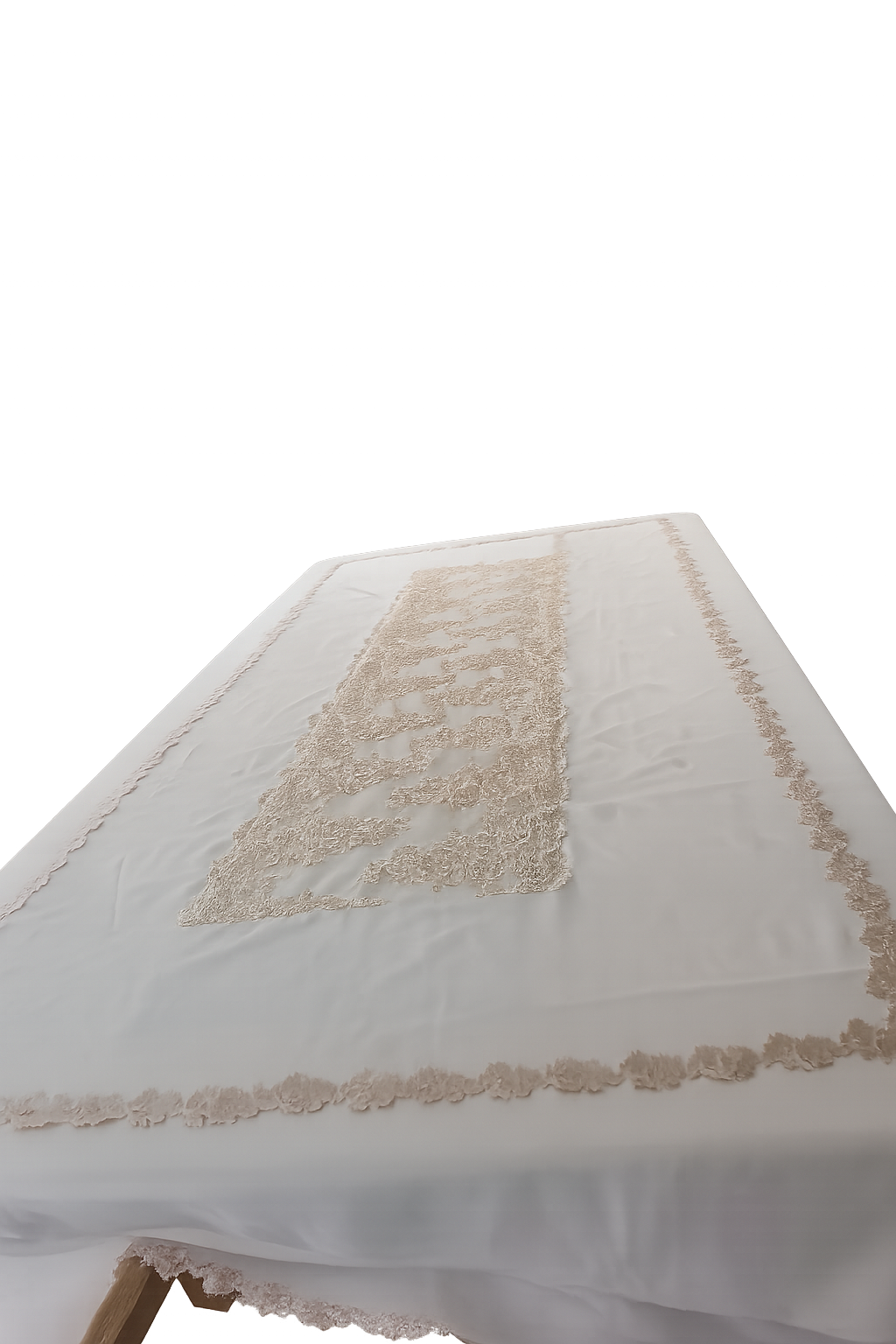 Handmade embroidered lace rectangular table cover