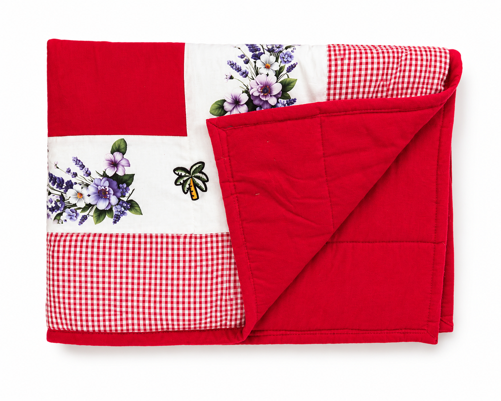Custom initials handmade patch quilted blanket