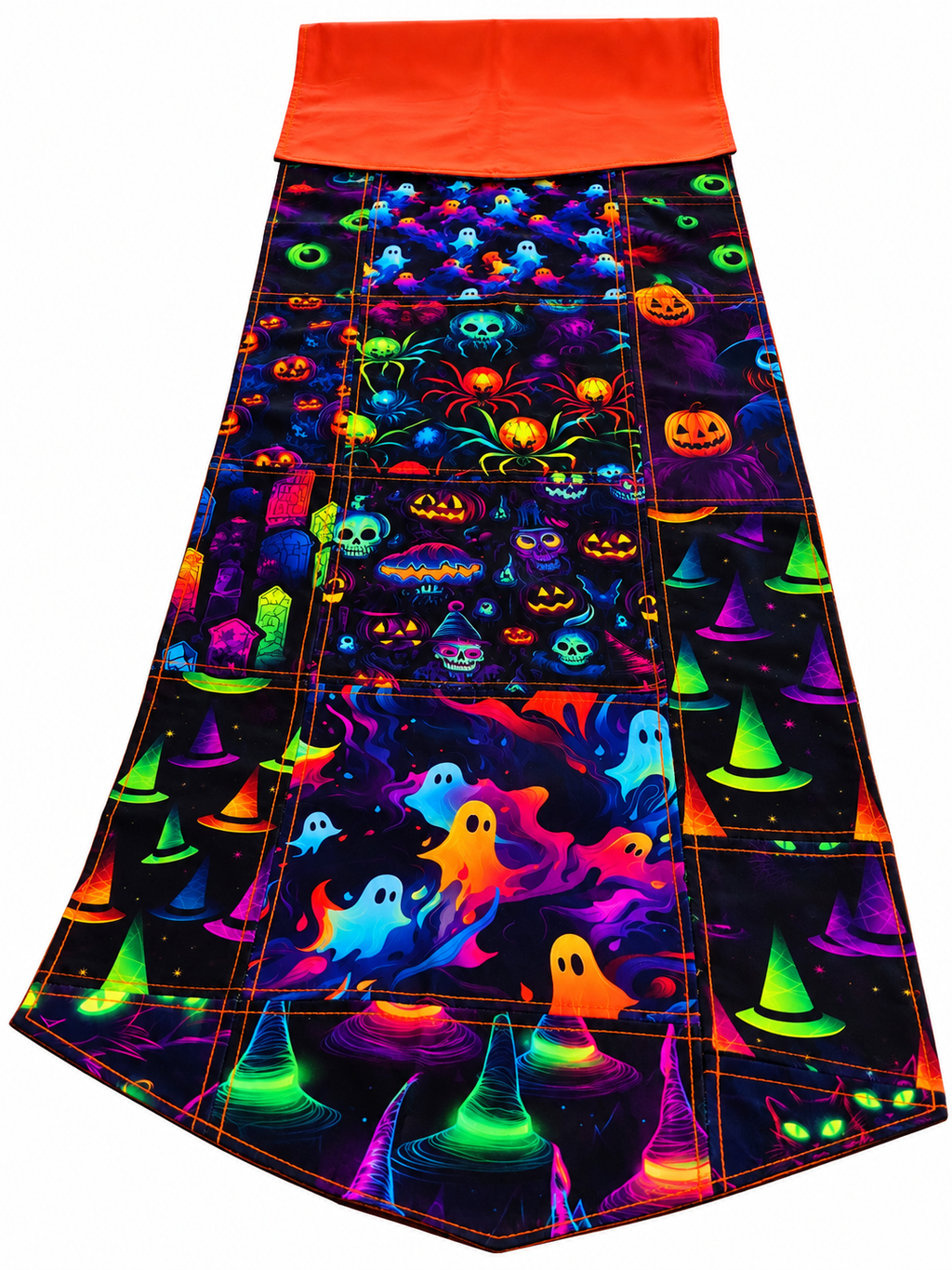 Handmade halloween themed patch work table runner