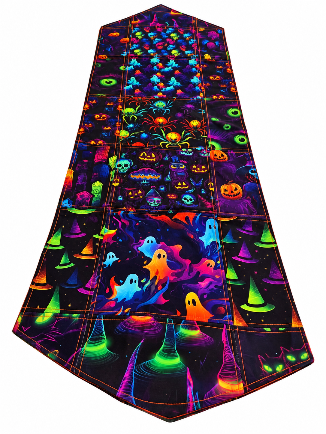 Handmade halloween themed patch work table runner