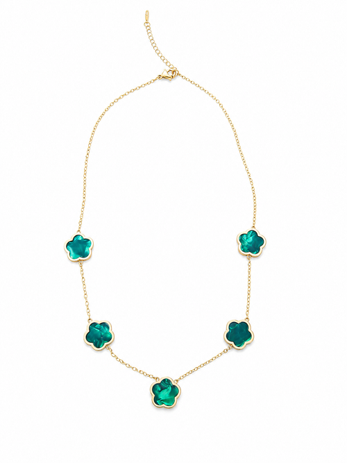 18k gold plated green clover necklace