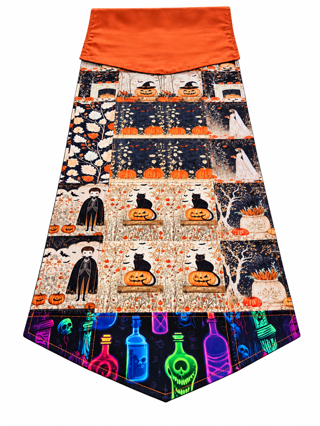Handmade halloween patchwork table runner