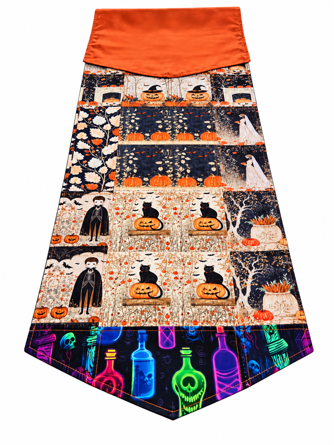 Handmade halloween patchwork table runner