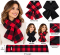 Reversible fleece pull-through scarf- red & black plaid/solid black