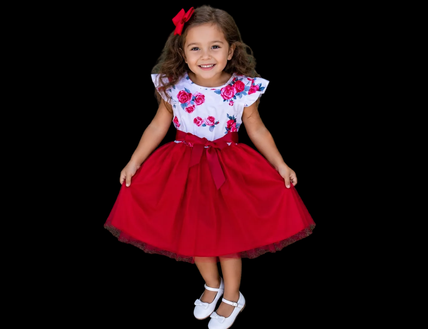 Girls floral tulle party dress