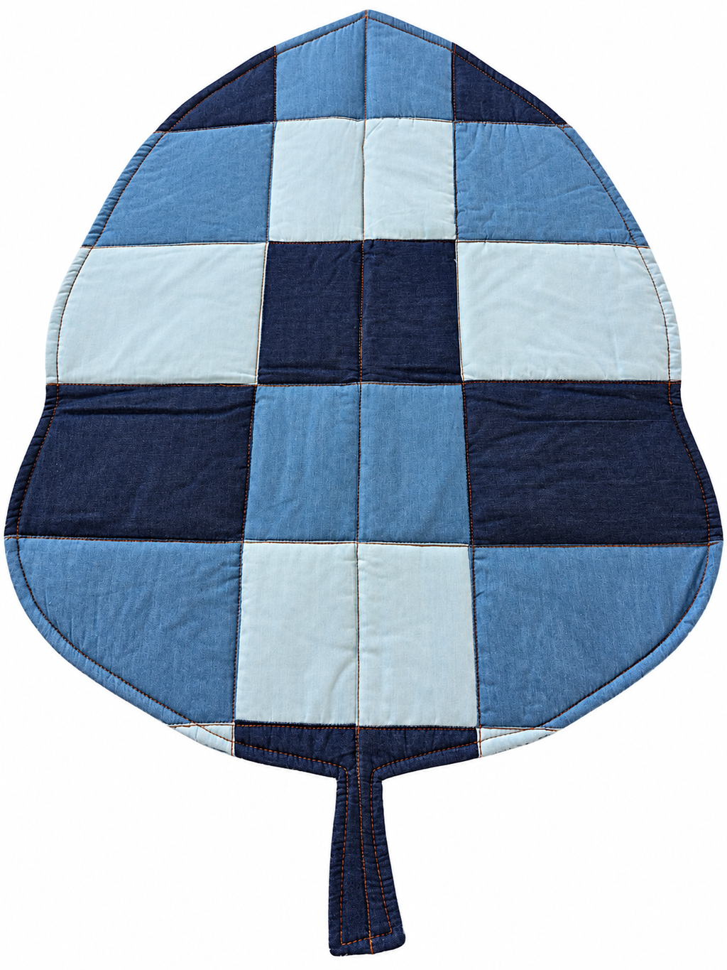 Handmade denim patchwork leaf- shaped floor mat