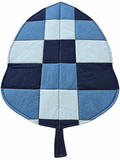 Handmade denim patchwork leaf- shaped floor mat