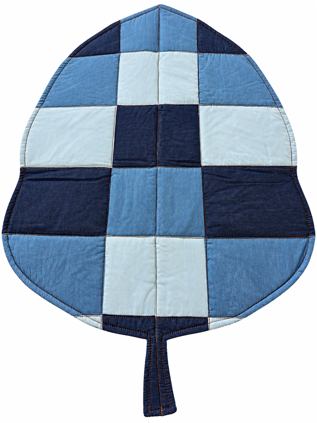 Handmade denim patchwork leaf- shaped floor mat