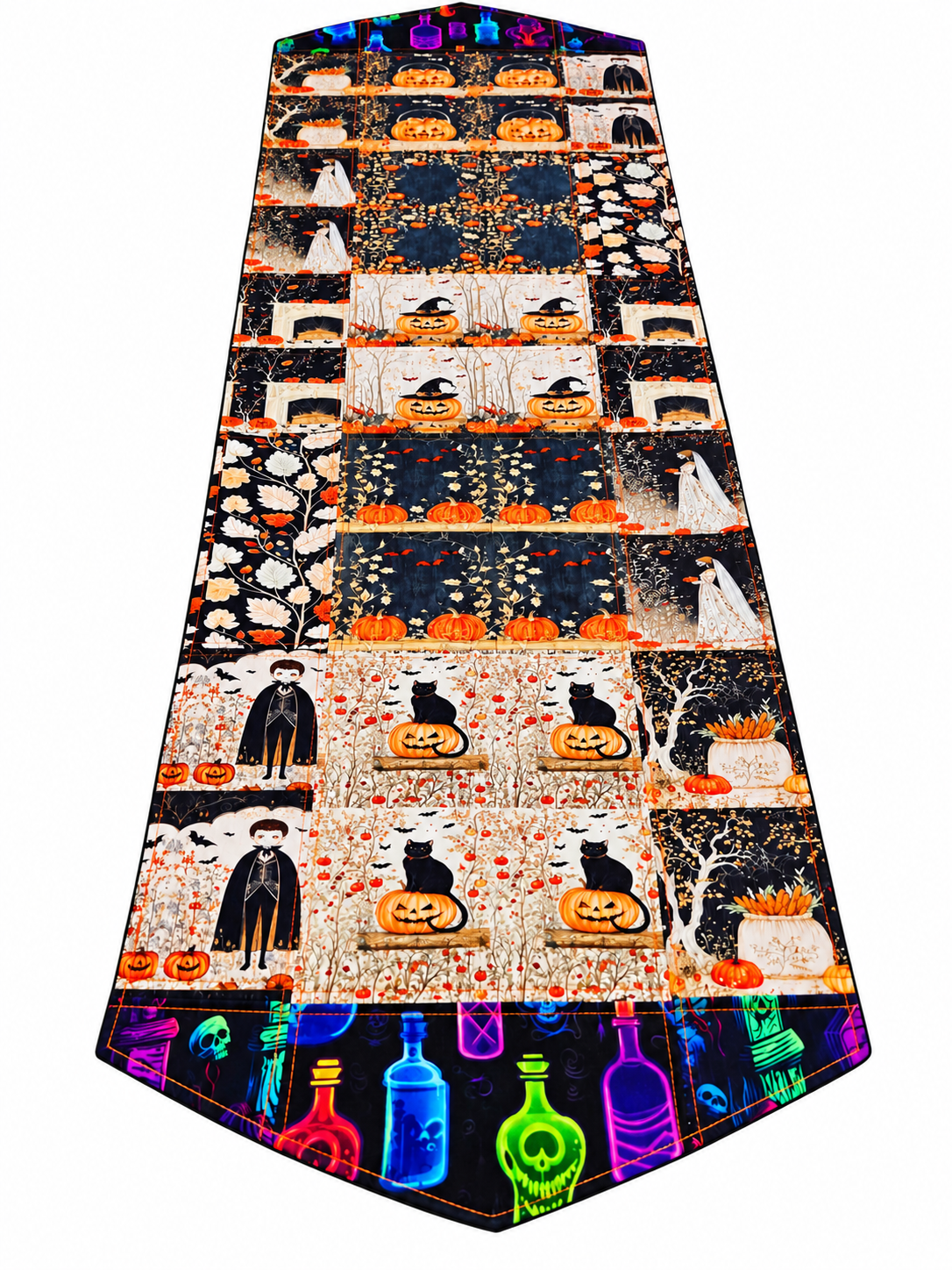 Handmade halloween patchwork table runner