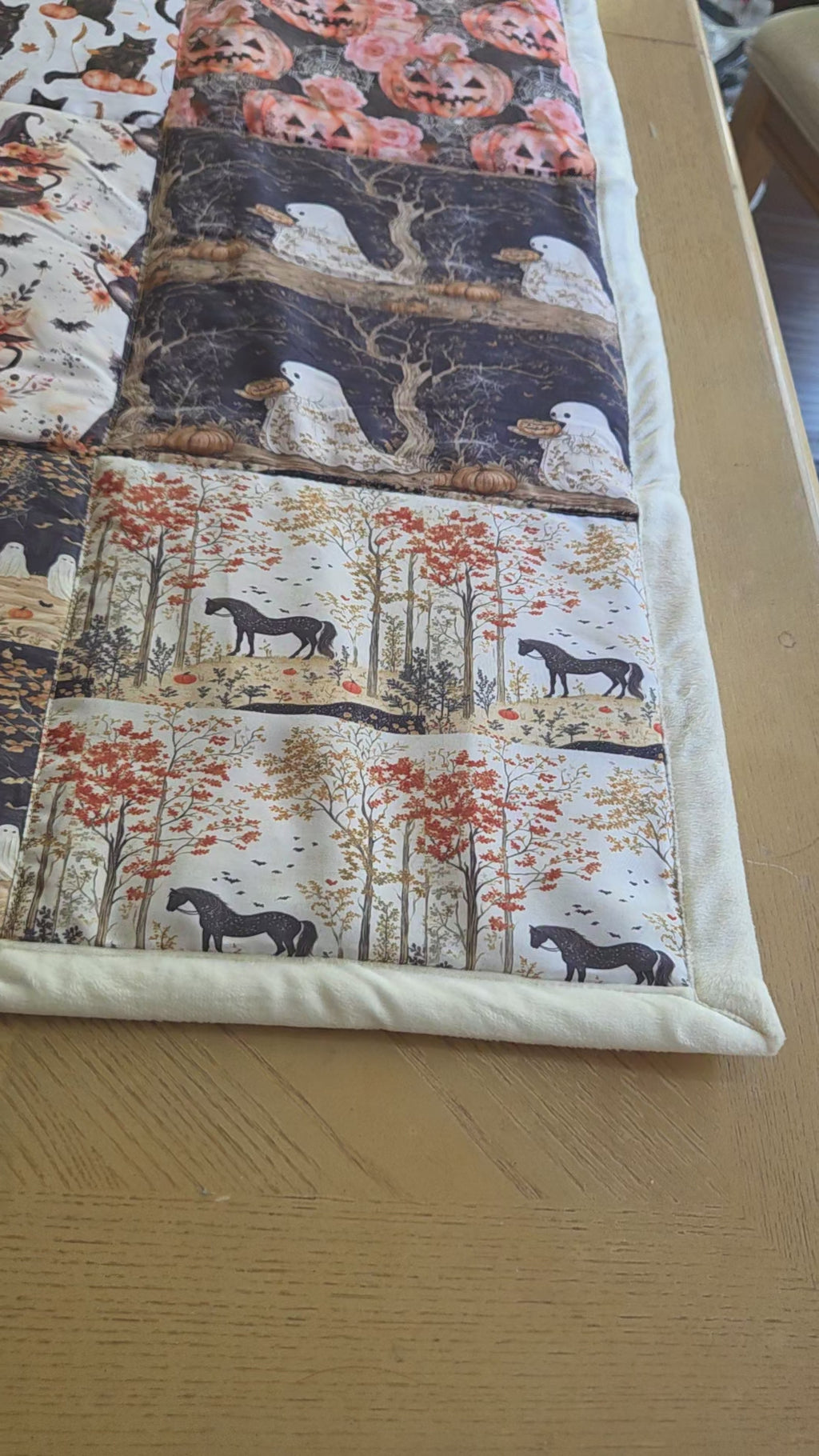 Handmade halloween patchwork quilted blanket
